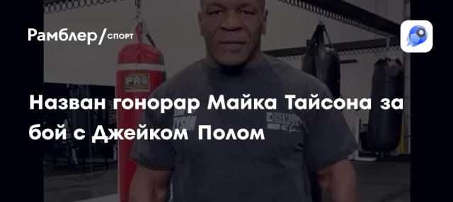 Назван гонорар Майка Тайсона за бой с Джейком Полом Назван гонорар Майка Тайсона за бой с Джейком Полом