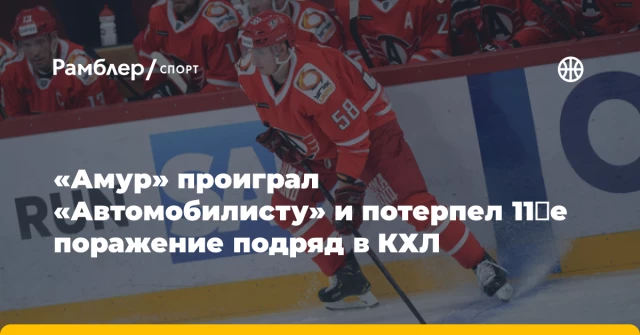 «Амур» проиграл «Автомобилисту» и потерпел 11‑е поражение подряд в КХЛ «Амур» проиграл «Автомобилисту» и потерпел 11‑е поражение подряд в КХЛ